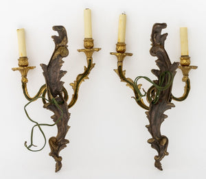 Louis XV Style Gilt Metal Two-Light Sconces, Pair (9808272130355)