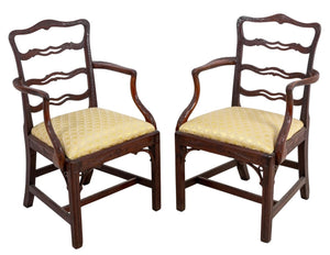 George III Style Mahogany Armchairs, Pair (9769858335027)