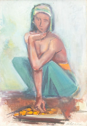 Maurice Sterne Girl with Basket Oil on Paper (9802953359667)