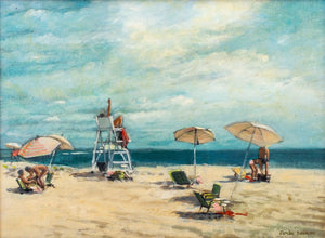 James Seeman Beach Scene Oil on Canvas Board (9821253599539)