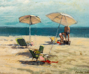 James Seeman Beach Scene Oil on Canvas Board (9821253599539)