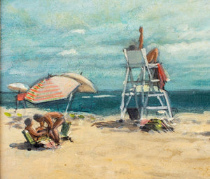 James Seeman Beach Scene Oil on Canvas Board (9821253599539)