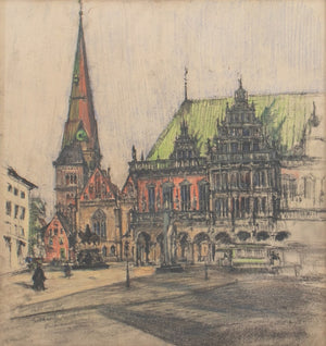 Gotthardt Kuehl Rathausplatz Bremen Pastel (9736783036723)