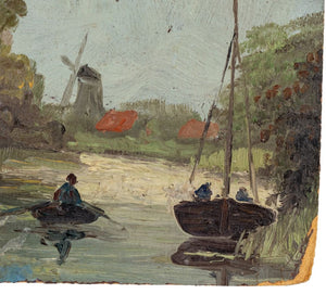 Dutch School River Landscape Oil on Panel (9855222120755)