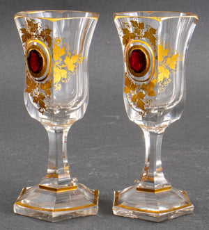 Bohemian Parcel Gilt & Engraved Crystal Glasses, 2 (9742196670771)