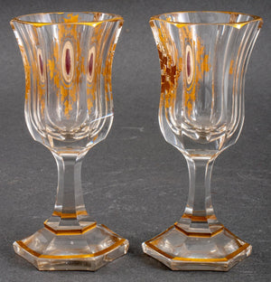 Bohemian Parcel Gilt & Engraved Crystal Glasses, 2 (9742196670771)