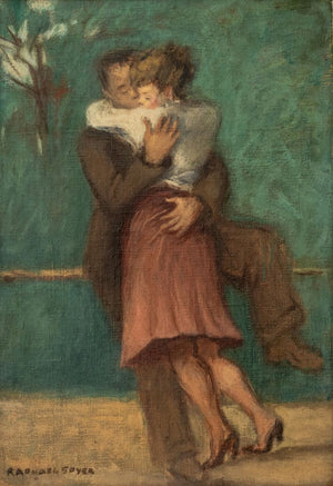 Raphael Soyer Couple Embracing Oil on Canvas (9832692908339)