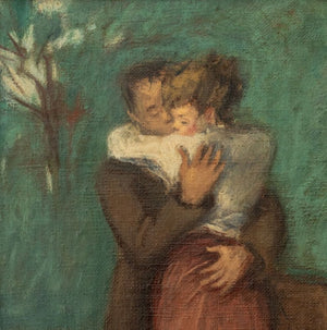 Raphael Soyer Couple Embracing Oil on Canvas (9832692908339)