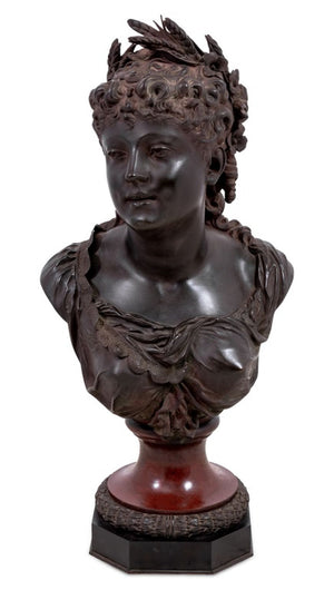 Pierre Louis Detrier Bronze Bust of a Woman (9775731376435)