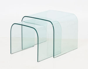 Modern Waterfall Glass Nesting Side Tables, 2
