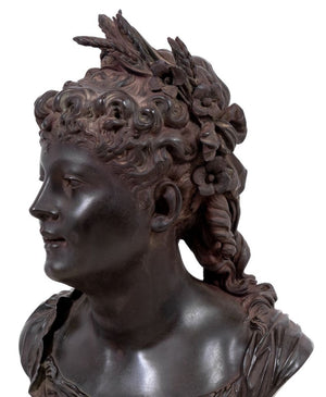 Pierre Louis Detrier Bronze Bust of a Woman (9775731376435)