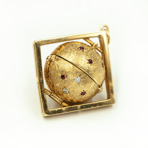 1950s 14K Yellow Gold Pendant with Diamonds and Rubies (8503791911219)
