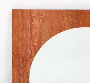 Italian Red Travertine Square Mirror, 1970s (8889639764275)