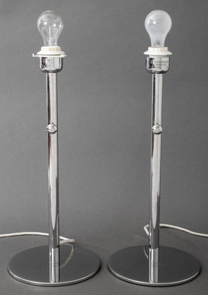 Modernist Chrome Plated Lamps, Pair