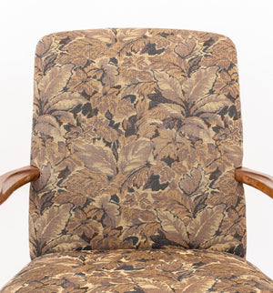 George I Style Upholstered Walnut Open Arm Chair (8727126245683)