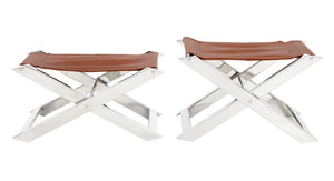 Charles Hollis Jones Style Chrome Folding Stools, 2 (8503552344371)