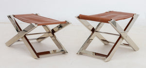 Charles Hollis Jones Style Chrome Folding Stools, 2 (8503552344371)