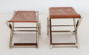 Charles Hollis Jones Style Chrome Folding Stools, 2 (8503552344371)