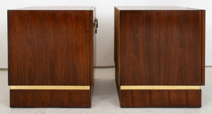 Mid-Century Campaign Style Walnut End Cabinets, 2 (8815279341875)