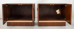 Mid-Century Campaign Style Walnut End Cabinets, 2 (8815279341875)