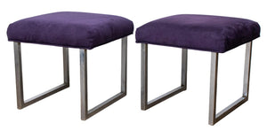 Mid-Century Modern Chrome Stools, Pair (8864886620467)