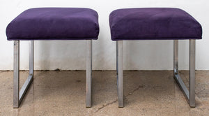 Mid-Century Modern Chrome Stools, Pair (8864886620467)