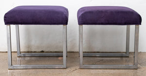Mid-Century Modern Chrome Stools, Pair (8864886620467)