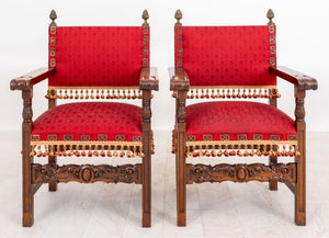 Renaissance Revival Mahogany Armchairs, 2 (8860646015283)