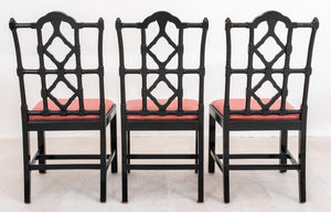 Maison Jansen Black Lacquered DinningChairs, 6 (8768217022771)