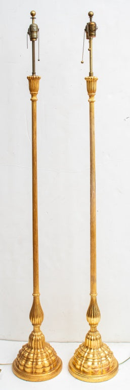 Neoclassical Gilt Composition Floor Lamps, Pair (8912091414835)
