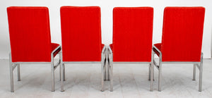 Mid-Century Modern Upholstered Chrome Chairs, 4 (9186778153267)