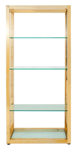 Modern Leather Mounted Brass & Glass Etagere (8877236846899)