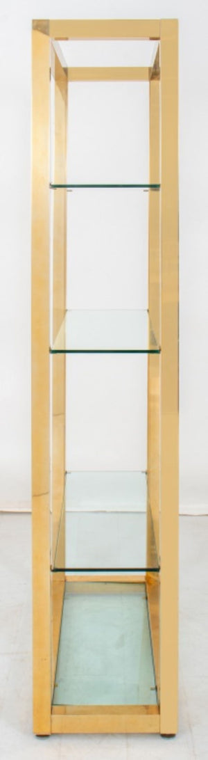 Modern Leather Mounted Brass & Glass Etagere (8877236846899)