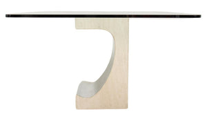 Niemeyer Style Travertine & Chrome Dining Table (8954820559155)