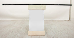 Niemeyer Style Travertine & Chrome Dining Table (8954820559155)