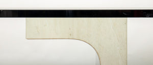 Niemeyer Style Travertine & Chrome Dining Table (8954820559155)