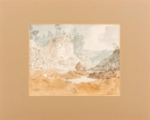 Manner of Payne Mountainous Landscape Watercolor