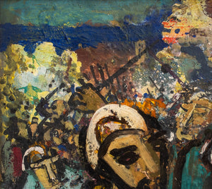 Illegibly Signed Expressionist Oil on Panel, 1965 (9680075981107)