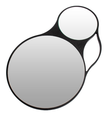 Modern Mahogany Round Articulated Shaving Mirror