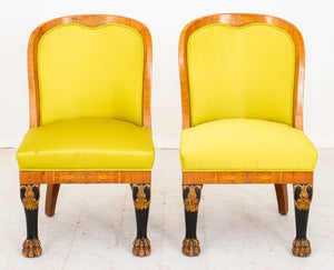 Russian Empire Upholstered Mahogany Chairs, Pair (9419874664755)