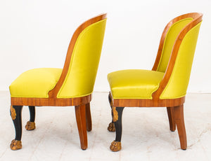 Russian Empire Upholstered Mahogany Chairs, Pair (9419874664755)