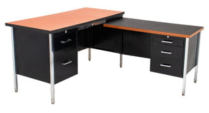 Mid-Century Modern Black Aluminum & Chrome Desk (9666830663987)