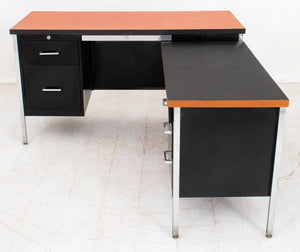 Mid-Century Modern Black Aluminum & Chrome Desk (9666830663987)