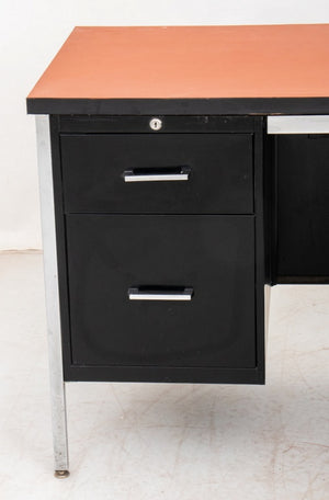 Mid-Century Modern Black Aluminum & Chrome Desk (9666830663987)