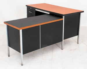 Mid-Century Modern Black Aluminum & Chrome Desk (9666830663987)