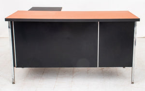 Mid-Century Modern Black Aluminum & Chrome Desk (9666830663987)