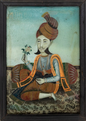 Indian Reverse Glass Painted Portrait of Nobleman (9771900797235)