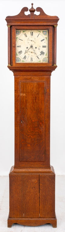 George III Style Oak Long Case Clock, 19th C.