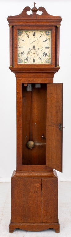 George III Style Oak Long Case Clock, 19th C. (9458362351923)
