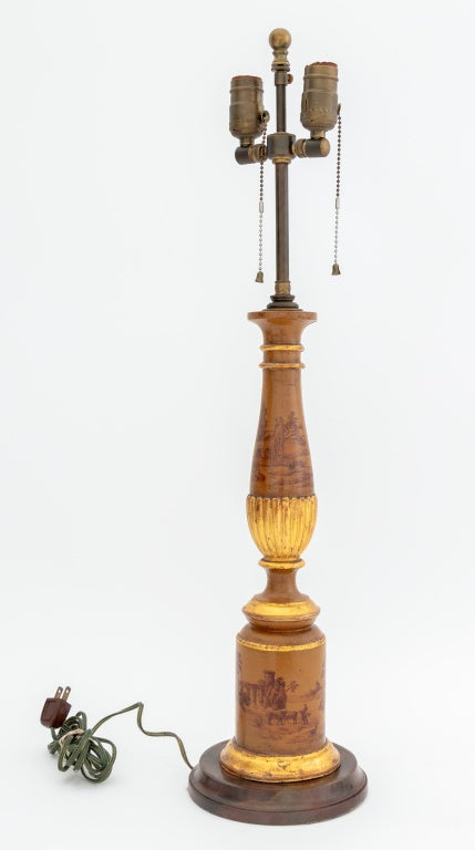 Italian Giltwood Columnar Table Lamp